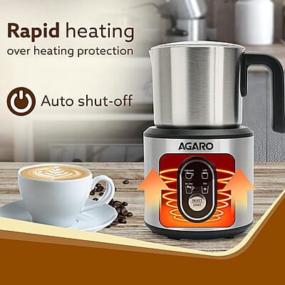 AGARO Regal Milk Frother for Coffee, 4 in 1 Electric Detachable Milk Frother and Heater