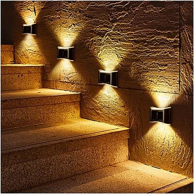 Silver 6 Way Solar Wall Light Auto On Off Water Proof 6 Led Light Warm White Light Waterproof Silver 6 Way Solar Wall Light Auto On Off Water Proof 6 Led Light Warm White Light Waterproof