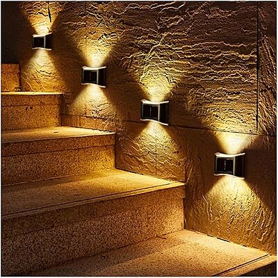 Silver 6 Way Solar Wall Light Auto On Off Water Proof 6 Led Light Warm White Light Waterproof Silver 6 Way Solar Wall Light Auto On Off Water Proof 6 Led Light Warm White Light Waterproof