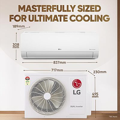 LG 1 Ton 4 Star DUAL Inverter Split AC (Copper, AI Convertible 6-in-1 with VIRAAT Mode, Faster Cooling & Energy Saving, 4 Way Swing, HD Filter with AntiVirus Protection