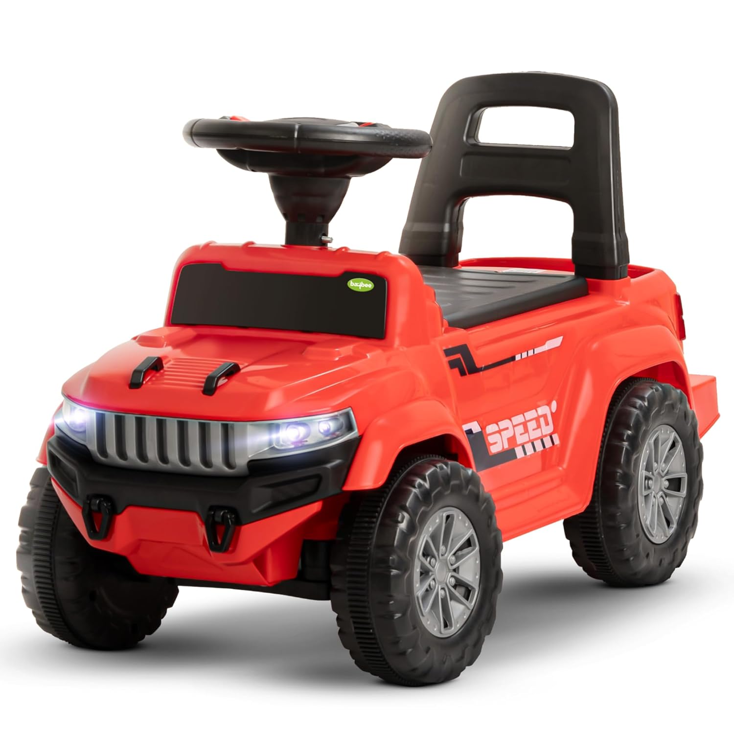 Baybee Push Ride on Baby Jeep for Kids Toys with LED Light & Storage Bin- Red