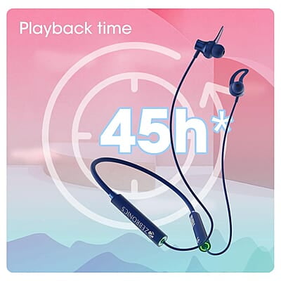 ZEBRONICS Yoga 9 with 45 Hours Backup, Bluetooth v5.2 Wireless Neckband, ENC Calling, Gaming Mode (Upto 50ms), Voice Assistant, Dual Pairing, Splash Proof and Type C