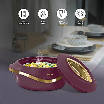 MILTON Pearl 1000 Inner Stainless Steel Casserole, 860 ml Maroon