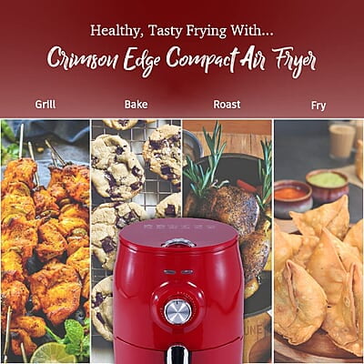 Wonderchef Crimson Edge Air Fryer for Home and Kitchen 1.8 Litres Non-stick Basket 1000 Wattage