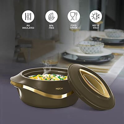 MILTON Pearl 1000 Inner Stainless Steel Casserole, 860 ml, Dark Brown