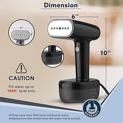 AGARO Icon Handheld Garment Steamer 1800W, 260 ML Water Tank