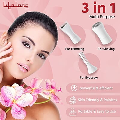 Lifelong Rechargeable Trimmer for Women 4 in 1 Women Trimmer, Bikini Trimmer for Women, 60 Minutes Runtime