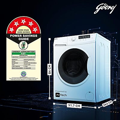 Godrej 7 Kg 5 Star, With AI Tech, I-Sense Technology Fully-Automatic Front Load Washing Machine