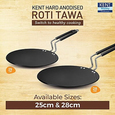 KENT Hard Anodised Roti Tawa 28 CM 88 mm Thick Base