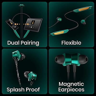 ZEBRONICS DC Aquaman Edition Yoga N3 with 46 Hours Backup, Bluetooth v5.2 Wireless in Ear Neckband, ENC Calling, Gaming Mode (Upto 50ms), Voice Assistant, Dual Pairing, Splash Proof and Type C