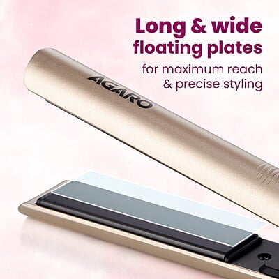 AGARO Hair Straightener, Ceramic Coated Floating Plates, Adjustable Temperature