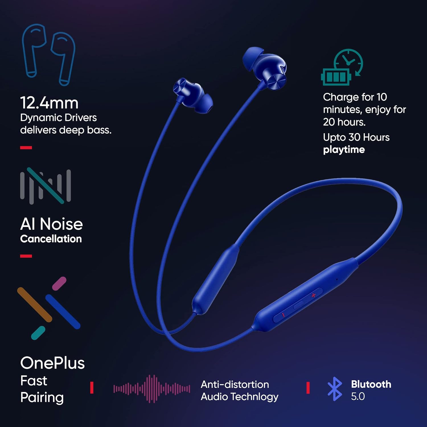 Oneplus Bullets Z2 Bluetooth Wireless in Ear Earphones with Mic, Bombastic Bass - 12.4 Mm Drivers, 10 Mins Charge - 20 Hrs Music, 30 Hrs Battery Life (Magico Black) Oneplus Bullets Z2 Bluetooth Wireless in Ear Earphones with Mic, Bombastic Bass - 12.4 Mm Drivers, 10 Mins Charge - 20 Hrs Music, 30 Hrs Battery Life (Magico Black)