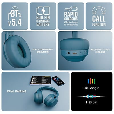 ZEBRONICS Duke Plus, Wireless Over Ear Headphone with ANC, ENC, Gaming Mode, Dual Pairing, Rapid Charge, Upto 70* Hours Backup, Bluetooth v5.4, AUX, Comfortable Earcushion, Deep Bass