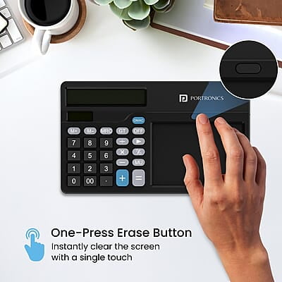 Portronics Ruffpad Calc 2 2-in-1 Calculator & LCD Writing Pad with 14.4 cm Writing Area, Multi Function Digital Calculator Stylus Pen for Students