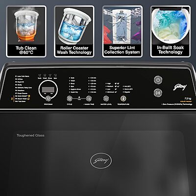 Godrej 7.5 Kg 5 Star Inbuilt heater with Steam Wash & Germ Shield Technology Fully-Automatic Top Loading Godrej 7.5 Kg 5 Star Inbuilt heater with Steam Wash & Germ Shield Technology Fully-Automatic Top Loading