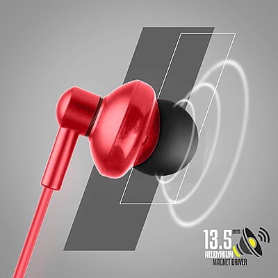 Zebronics Zeb-Buds 10 In Ear Wired Earphones with Mic, Metallic Design, L Shaped Connector, 13.5mm NdFeb Drivers