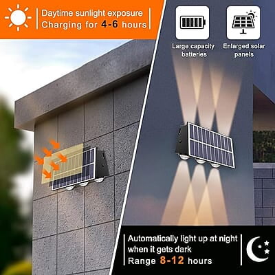 Solar Powered RGB Wall Lights Outdoor Waterproof Up and Down Lights Outside LED Wall Washer