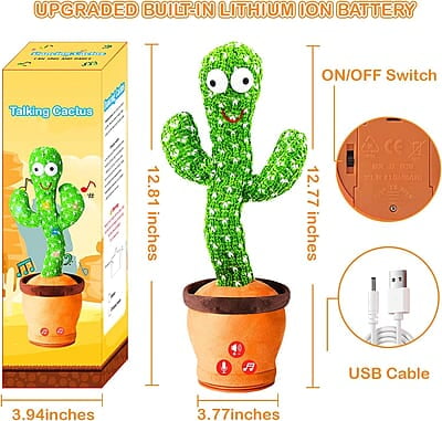 Dancing Cactus Plush Toy USB Charging,Sing 120pcs Songs Dancing Cactus Plush Toy USB Charging,Sing 120pcs Songs