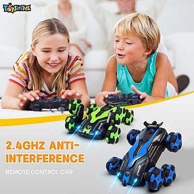 6 Wheels 360°Rotating Remote Control Rechargeable Stunt Car Swing Arm Vehicle Deformation Off Road 2.4GHZ - Green