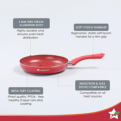 Wonderchef Royal Velvet 24 cm Non-Stick Fry Pan 3 mm 1.8 litres Wonderchef Royal Velvet 24 cm Non-Stick Fry Pan 3 mm 1.8 litres