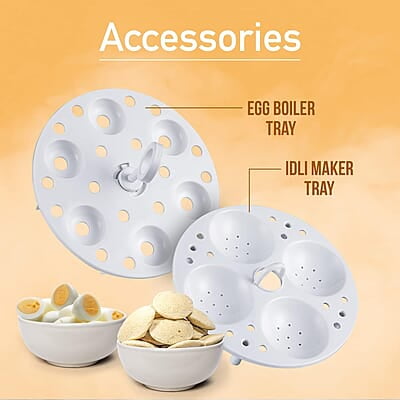 KENT Kettle Multicooker Cum Steamer 1.2 liters 800W| Boiling of Water, Tea ,Eggs , Instant Noodle Maker, Steaming idlis, Momos |Inner Stainless Steel without joint and welding & Cool Touch Outer Body