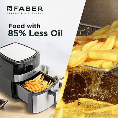 Faber 6.5L Air Fryer Detachable Non Stick Frying Basket 8 Pre Set Functions 1750 Watts