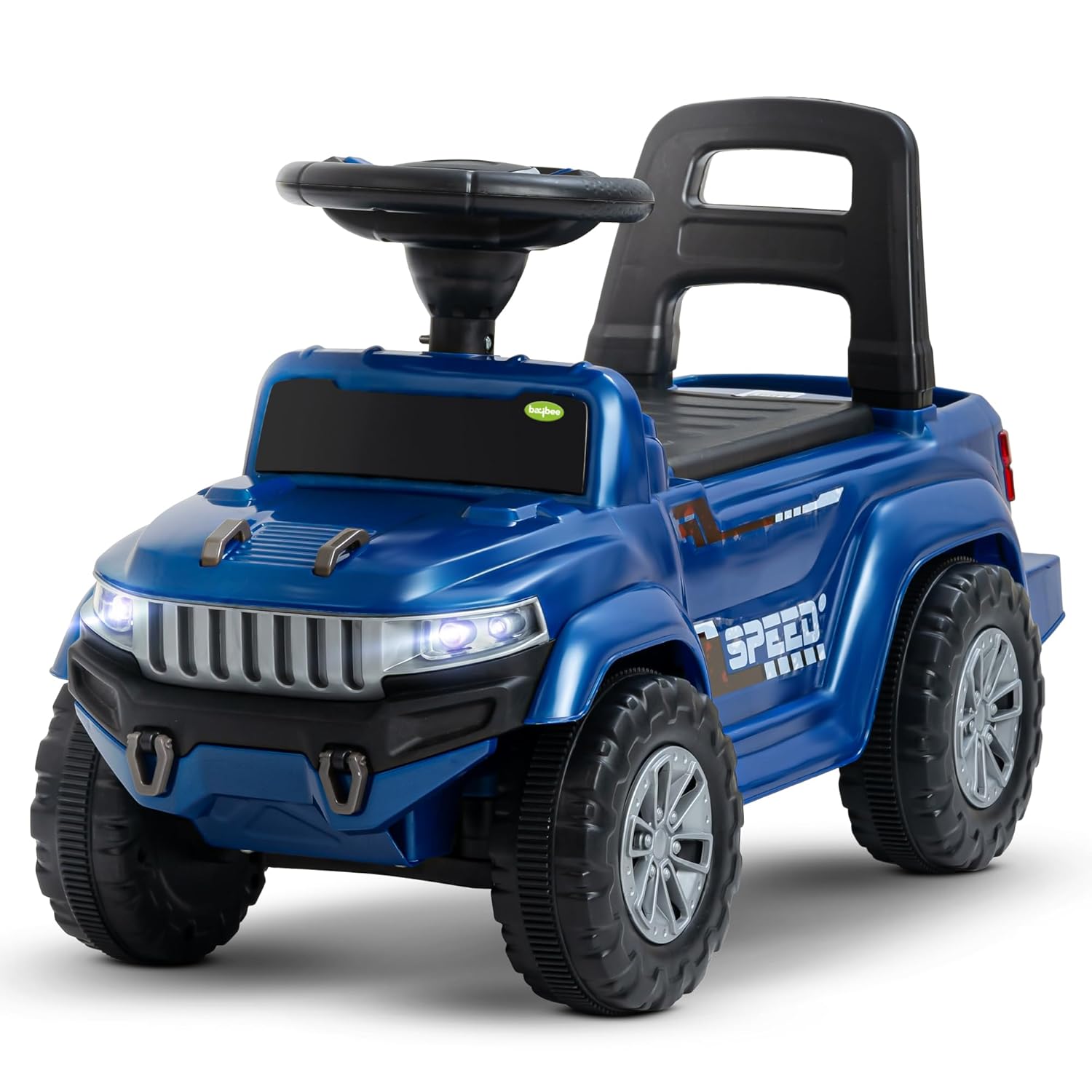 Baybee Push Ride on Baby Jeep for Kids Toys with LED Light & Storage Bin- Blue