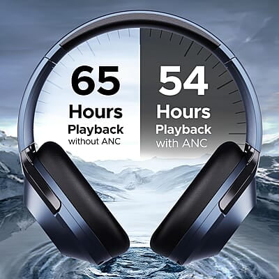 boAt Nirvana 751 ANC w/Hybrid Active Noise Cancelling, Up to 65 Hours Playtime, ASAP Charge, Ambient Sound Mode, Immersive Sound, Carry Pouch Bluetooth Wireless Over Ear Headphones