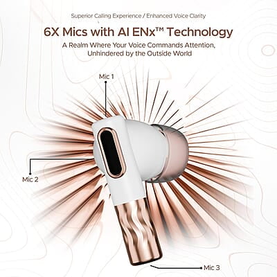 boAt Nirvana Zenith Truly Wireless in Ear Ear Buds w/Dolby Audio, 50dB ANC, Adaptive EQ Powered by Mimi, 6-Mic AI-ENx™, 50 Hrs. Playback & Hearables App Support