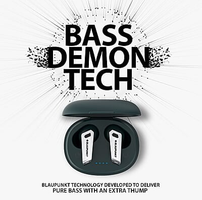 Blaupunkt Newly Launched Btw300 Bass Buds Truly Wireless Bluetooth in Ear Earbuds I Bass Demon Tech I Enc Crispr Tech I 40Hrs Playtime I Turbovolt Charging I Bt Version 5.3 I 80Ms Low Latency