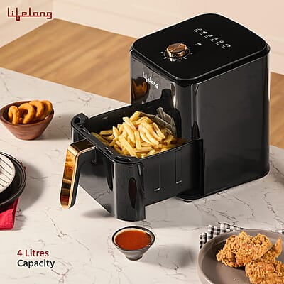 Lifelong Air Fryer 1 Year Warranty 1200W, 4L, Air Fryer for Home, Airfryer, Electric Air-Fryer with 360° Hot Air Lifelong Air Fryer 1 Year Warranty 1200W, 4L, Air Fryer for Home, Airfryer, Electric Air-Fryer with 360° Hot Air