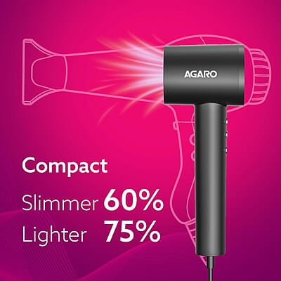 AGARO HD3240 Hair Dryer, Brushless 1600W Motor, 3 Speed & 4 temperature settings