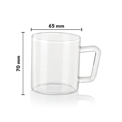 Borosil Vision 6 Pcs Tea n Coffee Borosillicate Glass 190 ml Classic Mug Set Borosil Vision 6 Pcs Tea n Coffee Borosillicate Glass 190 ml Classic Mug Set