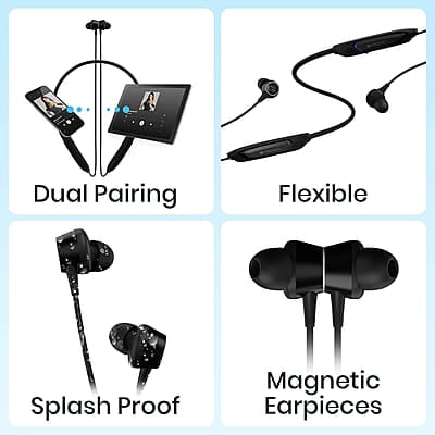 ZEBRONICS Yoga N3 with 46 Hours Backup,Bluetooth V5.2 Wireless Neckband,Enc Calling,Gaming Mode (Upto 50Ms),Voice Assistant,Dual Pairing,Splash Proof&Type C in-ear