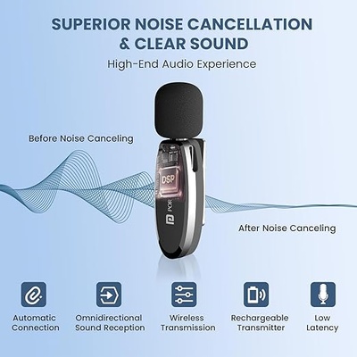 Portronics Dash 7 Omnidirectional 8 Pin Wireless Microphone, Noise Cancellation, Plug & Play, Lapel Wireless Mic for Video Recording, Supports 8 Pin iPhone, iPads (Black) Portronics Dash 7 Omnidirectional 8 Pin Wireless Microphone, Noise Cancellation, Plug & Play, Lapel Wireless Mic for Video Recording, Supports 8 Pin iPhone, iPads (Black)