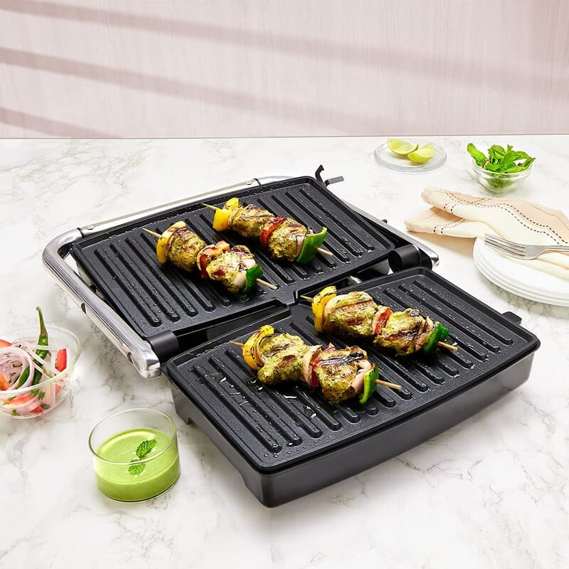 Borosil Jumbo Grill Sandwich Maker, 1500W, Non-Stick Grilling Plate, 180ᶿ Open Flexibility, Make 4 Sandwiches Borosil Jumbo Grill Sandwich Maker, 1500W, Non-Stick Grilling Plate, 180ᶿ Open Flexibility, Make 4 Sandwiches