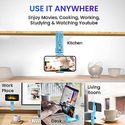 Portronics Mobot Clip Mobile Holder with 360° Adjustable Angles, Light Weight, Pocket Friendly, Mobile Stand for Table
