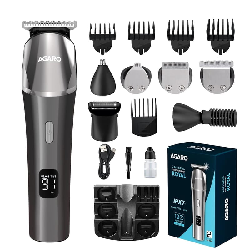 AGARO Royal Multi Grooming Kit For Men, 9in1 5 Combs Metal Body 120 Min Usage AGARO Royal Multi Grooming Kit For Men, 9in1 5 Combs Metal Body 120 Min Usage