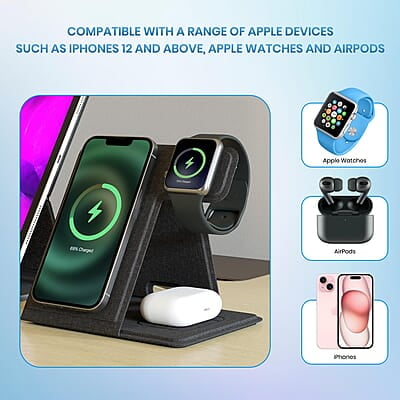 Portronics Freedom Fold 3 15W 3 in 1 Foldable MagSafe Compatible Wireless Charger for iPhone Apple Watches & AirPods Portronics Freedom Fold 3 15W 3 in 1 Foldable MagSafe Compatible Wireless Charger for iPhone Apple Watches & AirPods