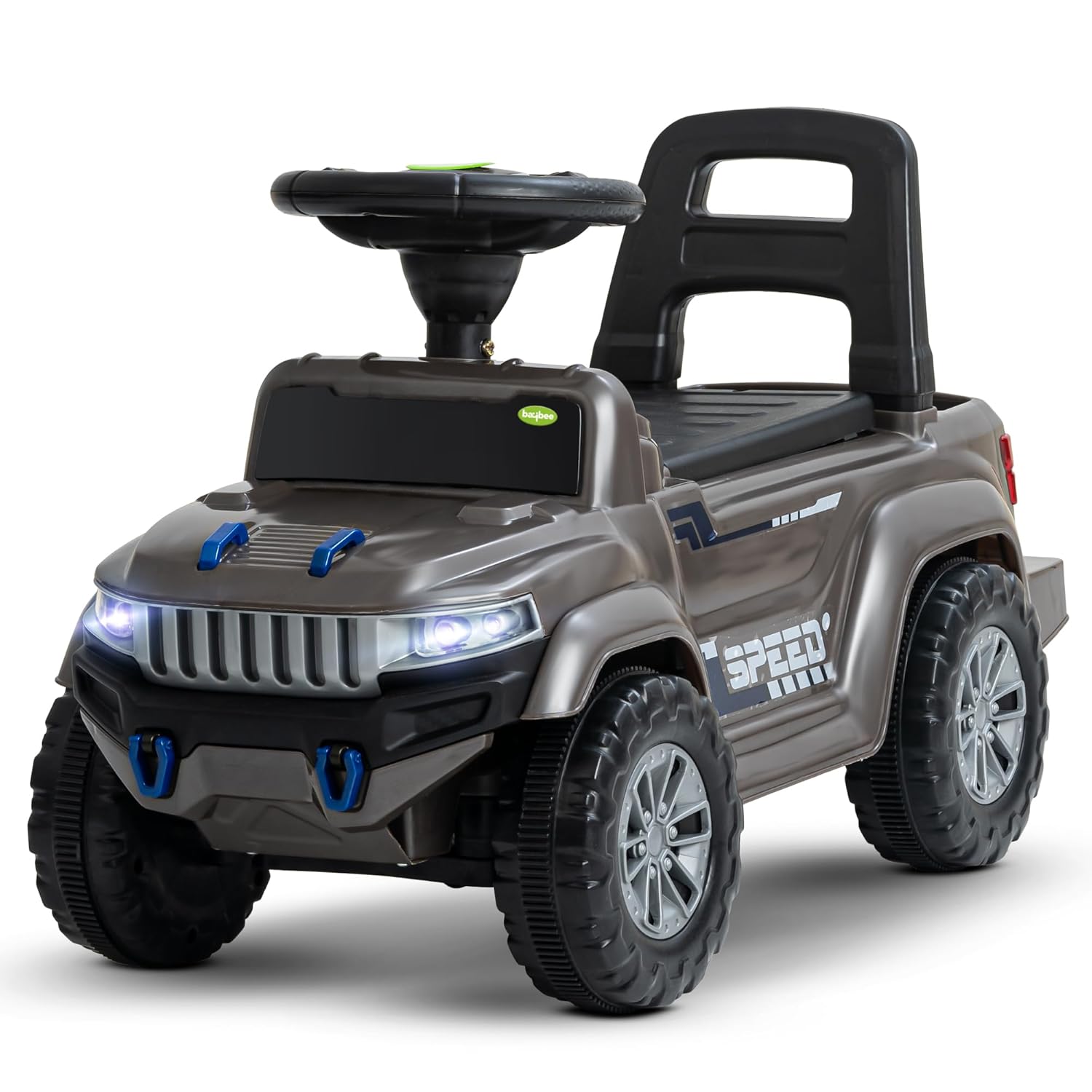 Baybee Push Ride on Baby Jeep for Kids Toys with LED Light & Storage Bin- Grey