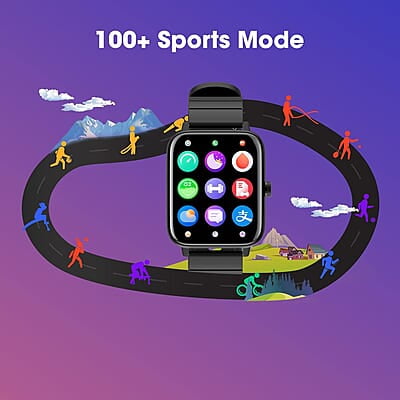 Zebronics DRIP Smart Watch with Bluetooth Calling, 4.3cm (1.69"), 10 built-in & 100+ Watch Faces, 100+ Sport Modes, 4 built-in Games, Voice Assistant, 8 Menu UI, Fitness Health & Sleep Tracker