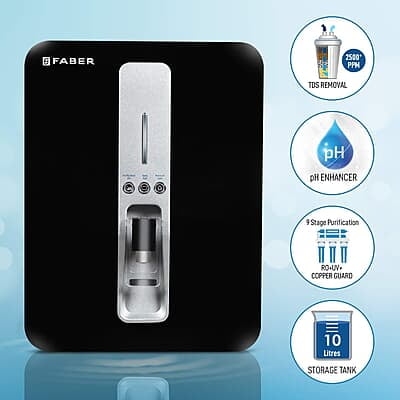 Faber Neutron Plus RO+ UV + UF + Copper Guard with pH Enhancer, 10lts, 9 Stage Purification. Suitable Upto 2500 TDS