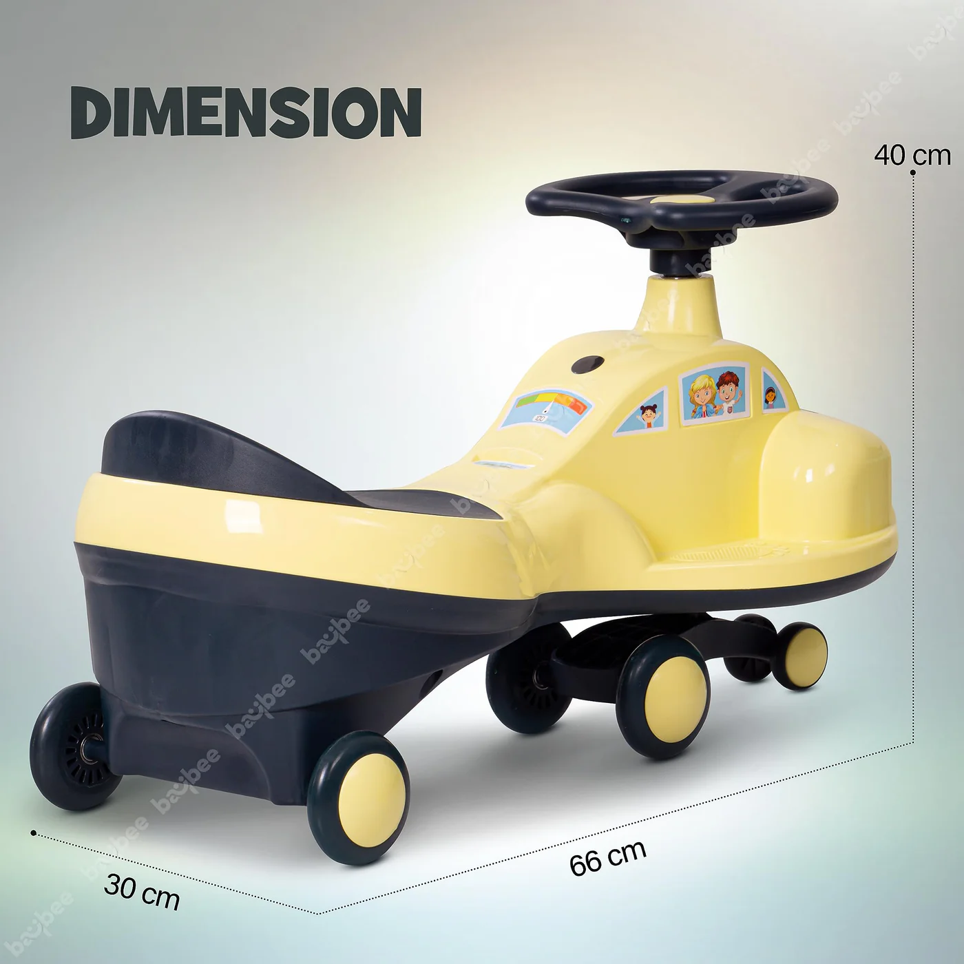 Baybee Flare Magic Swing Cars for Kids with PP Wheels- Yellow
