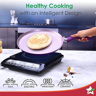 Wonderchef Royal Velvet Non-stick 28cm Dosa Tawa 3 mm thick  1.8 litres Virgin Aluminium