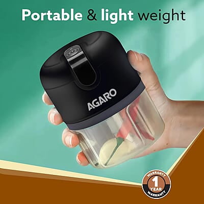 AGARO Elite Rechargeable Mini Electric Chopper, Food Grade Bowl, Stainless Steel Blades 250 Ml