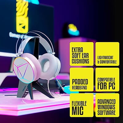 ZEBRONICS Zeb-Blitz USB Gaming Wired On Ear Headphones with Mic with Dolby Atmos, RGB Led, Windows Software, Simulated 7.1 Surround Sound, 2.4 Meter Braided Cable Flexible Padded Ear Cushions