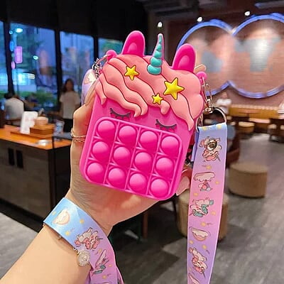 Pop it Fidget Unicorn Sling Bag with Adjustable Sling Zipper Closer Silicon Unicorn Cross Body Shoulder Bag Travel Pouch for Girls Stress Relief Multicolor Pouch Travel Pouch for Girls (Random Color) Pop it Fidget Unicorn Sling Bag with Adjustable Sling Zipper Closer Silicon Unicorn Cross Body Shoulder Bag Travel Pouch for Girls Stress Relief Multicolor Pouch Travel Pouch for Girls (Random Color)