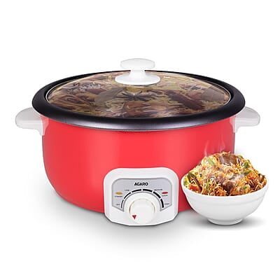 AGARO Regal Electric Multi Cooking Pot, 3L, 1200W, Steamer, Fryer, Aluminium Pot, Glass Lid AGARO Regal Electric Multi Cooking Pot, 3L, 1200W, Steamer, Fryer, Aluminium Pot, Glass Lid