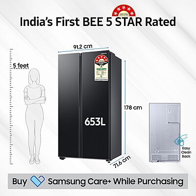 Samsung 653 L, 5 Star, Frost Free, Double Door, Convertible 5-in-1 Digital Inverter, Side By Side AI Enabled Smart Refrigerator with WiFi