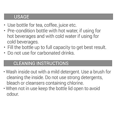 Milton New Tiara 600 Thermosteel 24 Hours Hot & Cold Water Bottle, 490 ml